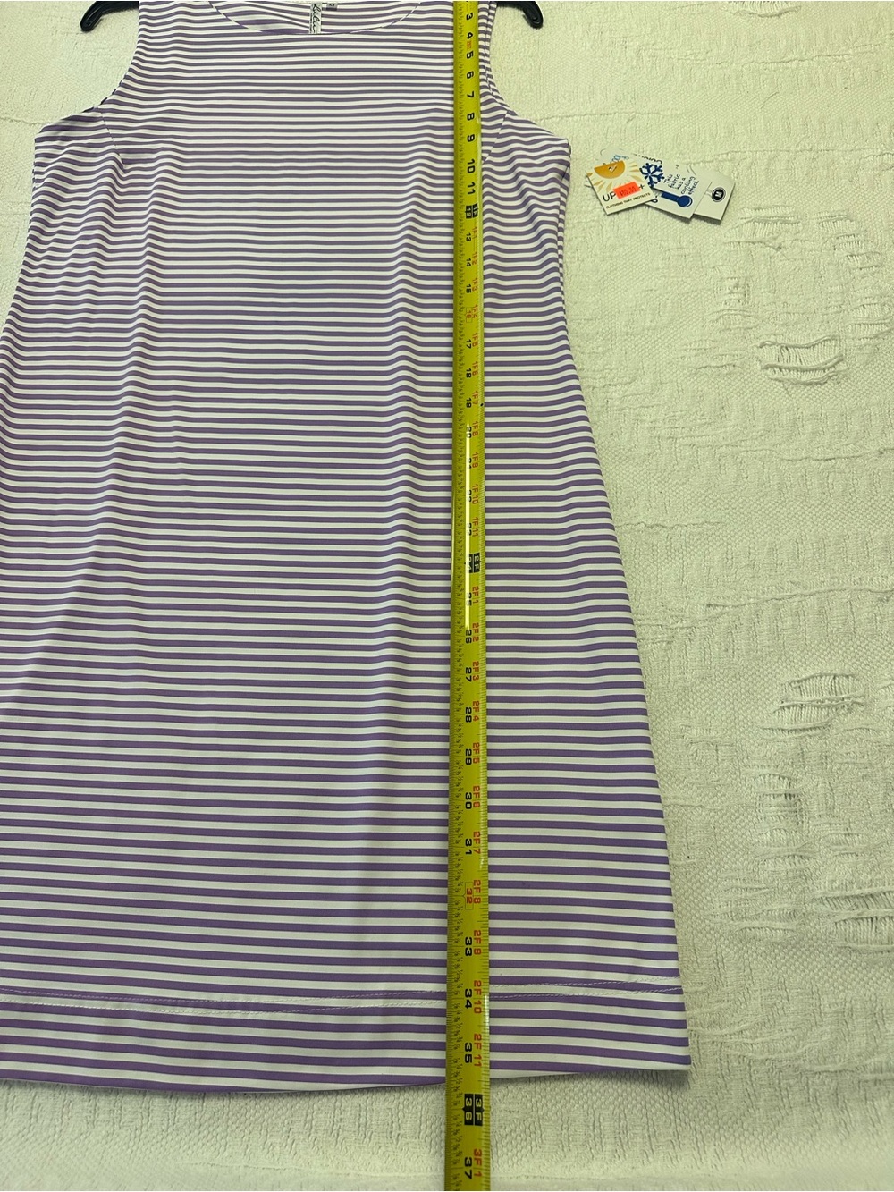 Lulu-B Lavender and White Striped Midi Shift Dress - Picture 3 of 8